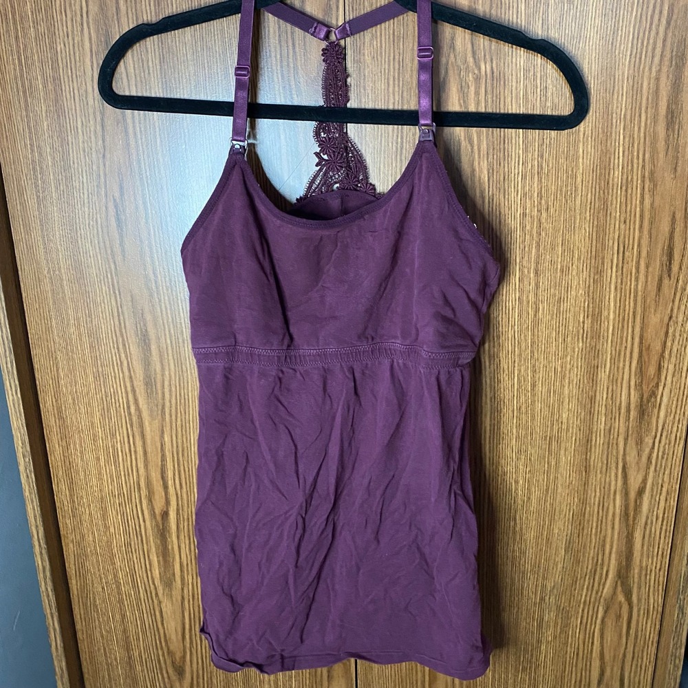 Cakye Nursing Camisole Women Size M Purple Lace Racerback Maternity Tank Top